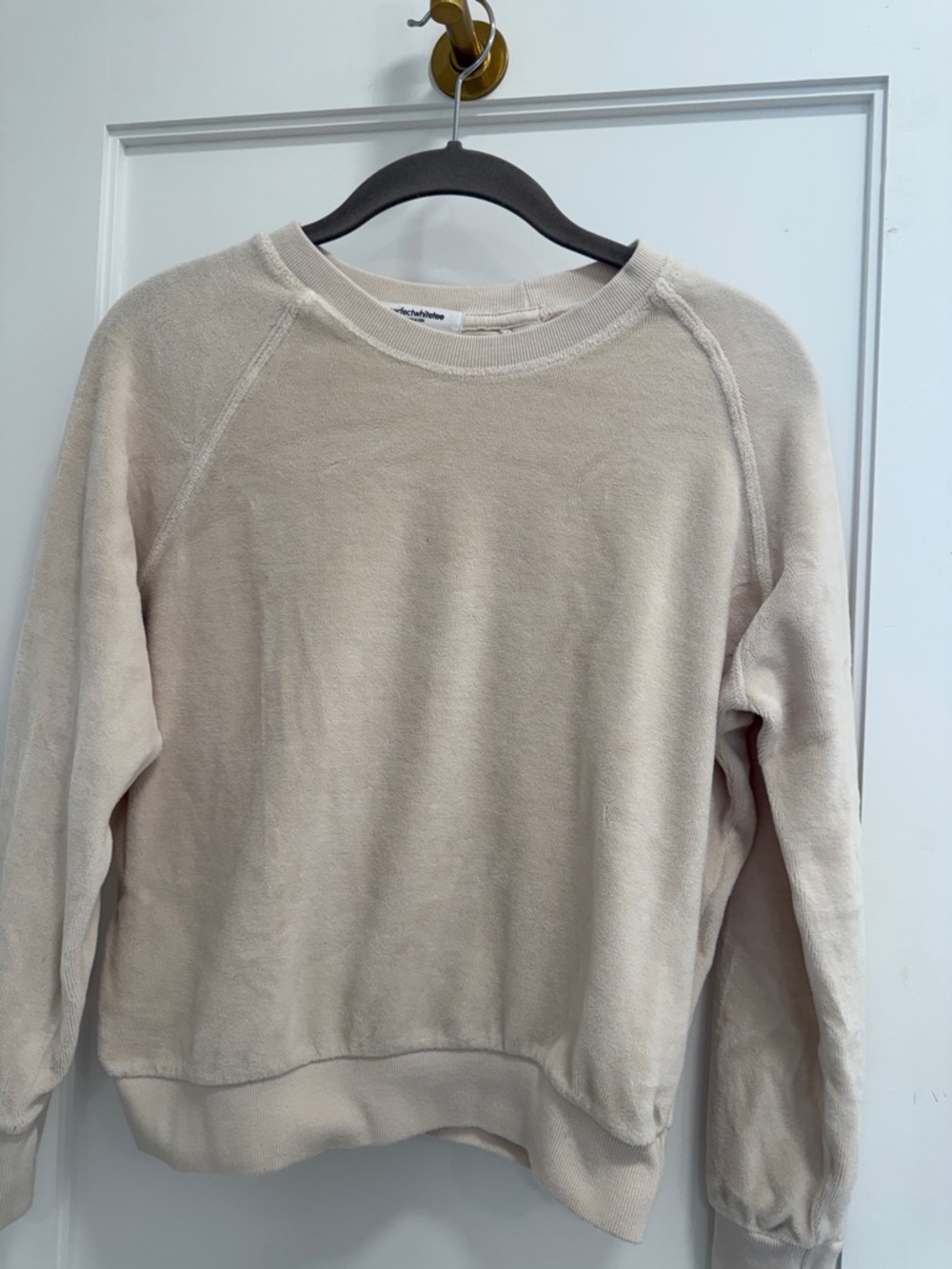 perfectwhitetee Lightweight Cream Raglan Crewneck Sweatshirt